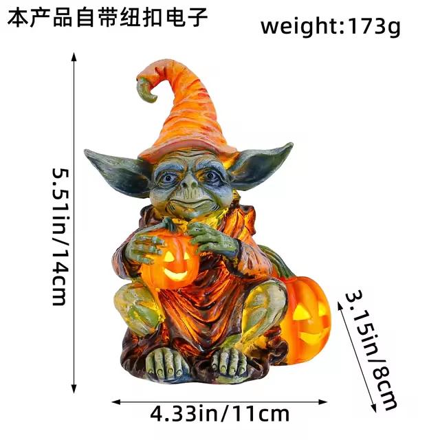 

Украшение на Хэллоуин Объятие Тыквенный Фонарь Эльф Смоляное Украшение Домашний Рабочий Стол Светящийся Гном Кукла Гнома Украшение Настольного Орнамента