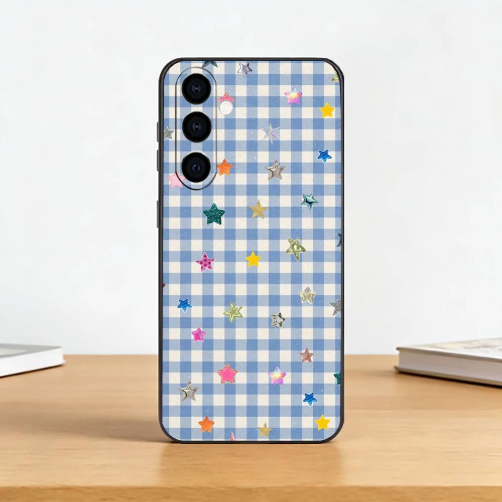 L-light blue stripeds Phone Case For Samsung Galaxy A73,A72,A71,A70,A53,A52,A51,Others Soft Black Cover