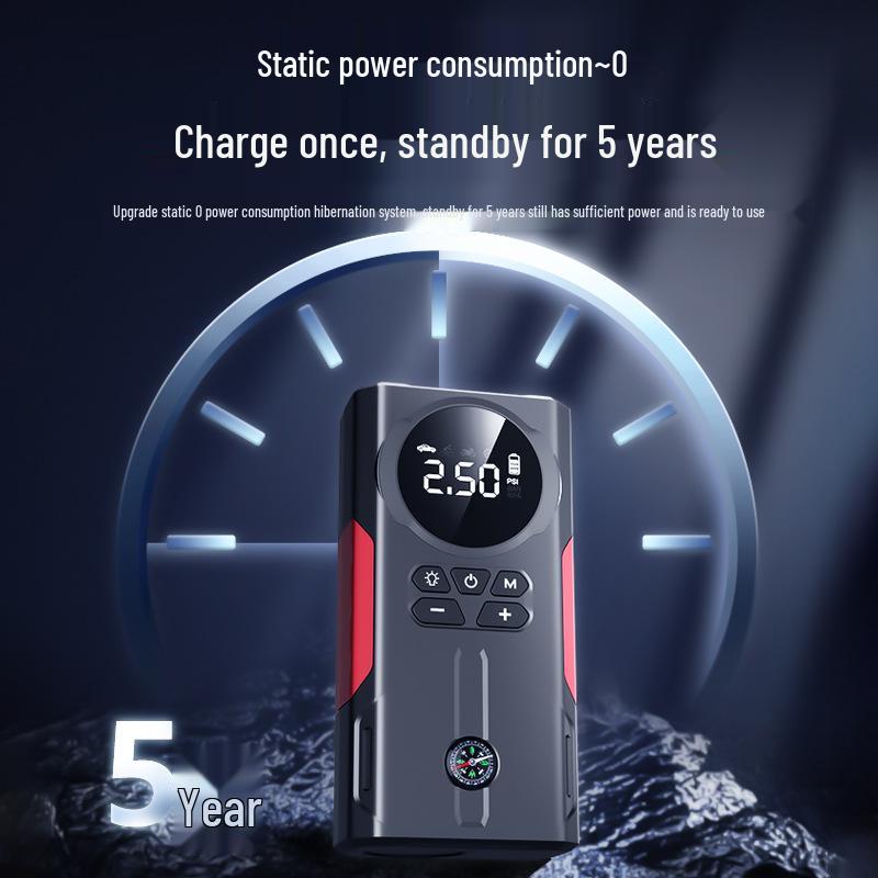 Wireless Car Air Pump & Jump Starter with Tire Pressure Gauge