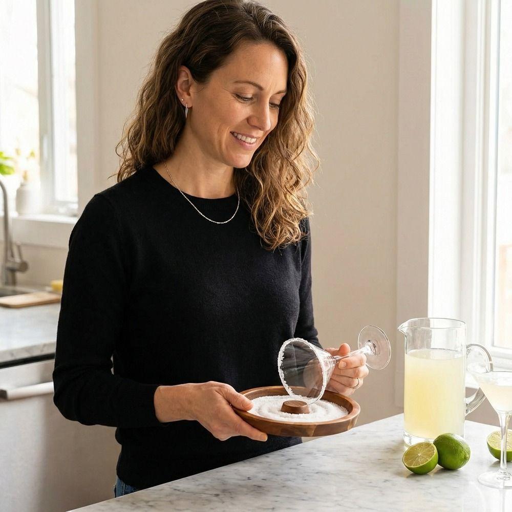 Wooden Seasoning Dish Portable Cup Salt Rimmer Juice Garnish Tool Sugar Edge Box  Bartender Tool