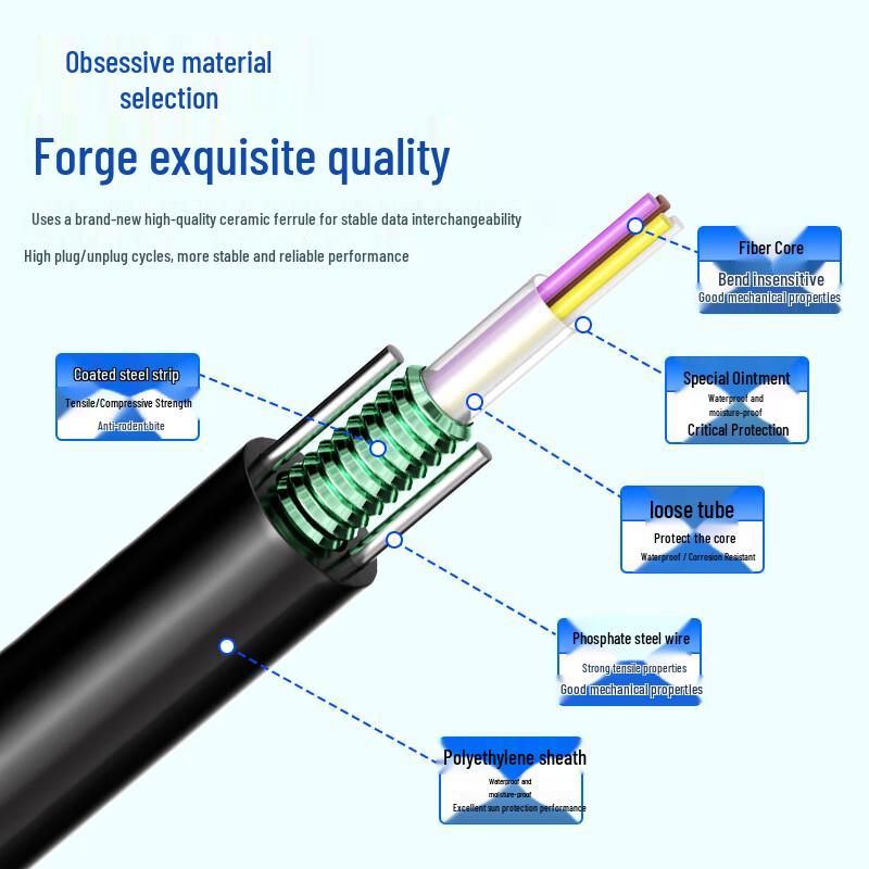 AIENKIS Outdoor Single-Mode Armored Fiber Optic Patch Cord