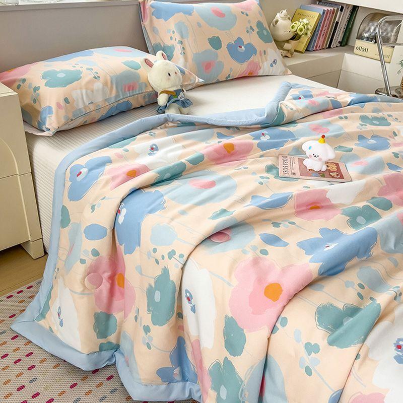 

2026 Новое Полирующее Летнее Прохладное Одеяло для Ухода за Кожей Студенческое Общежитие Хлопок с Водной Стиркой Летнее Одеяло для Односпальной Кровати Одеяло для Кондиционирования воздуха Летнее Тонкое Одеяло 150X200cm Thin Quilts