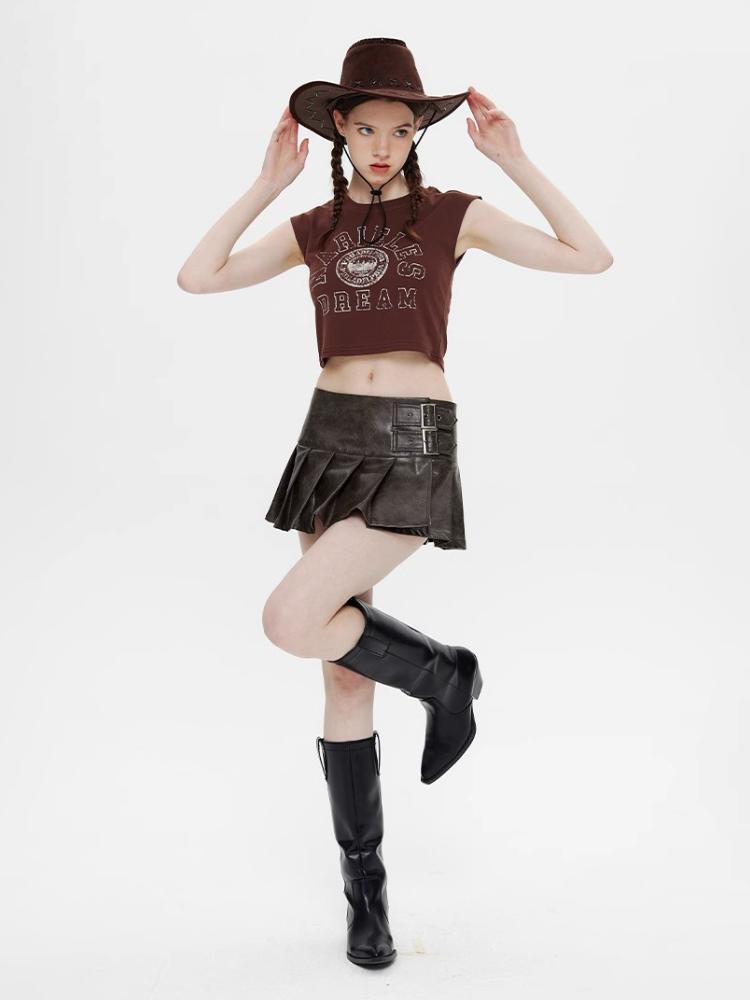 PU Leather Pleated Skirt High Waist Female Summer Thin Ultra Short Skirt Y2k Korean Fashion Cute A Word Skirt