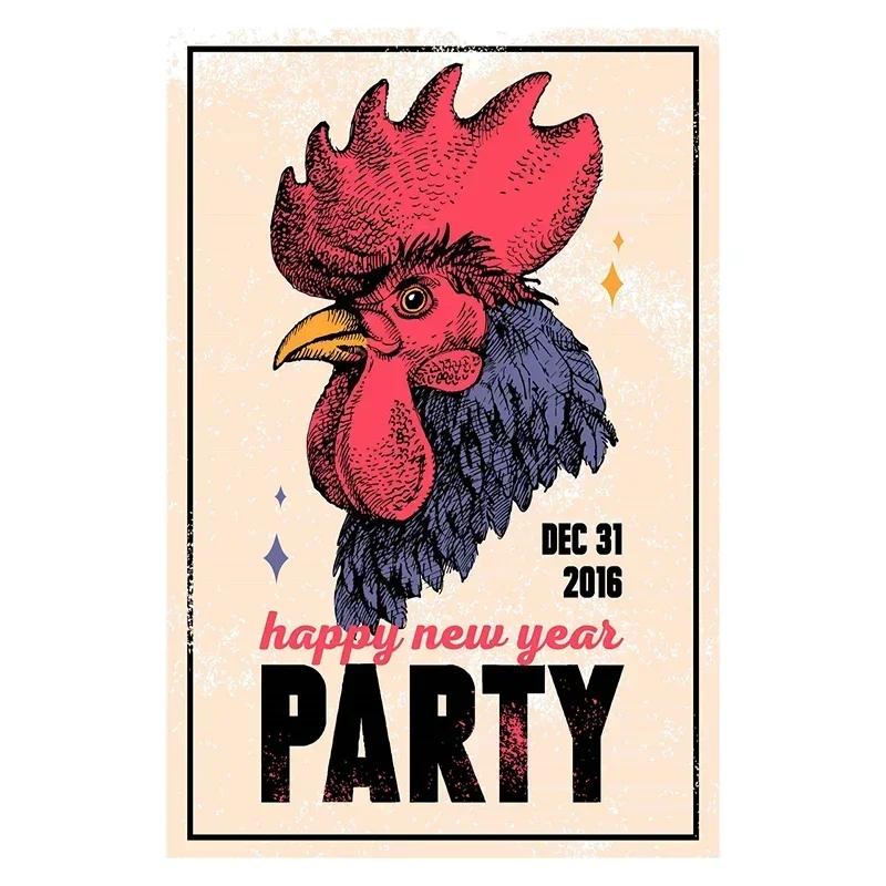 Chicken Rooster Hen Coop Egg Decorative Metal Sign, Vintage Tin Metal Plate for Farmhouse Kitchen Wall Home Decor