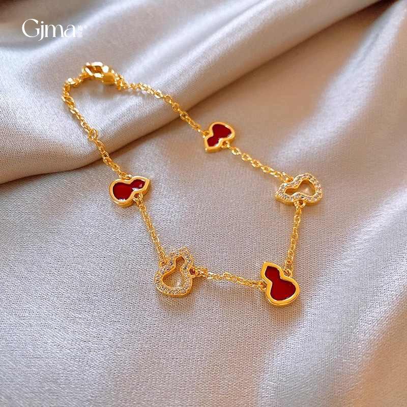 New Chinese red zircon gourd bracelet temperament wind bracelet Guochao jewelry women