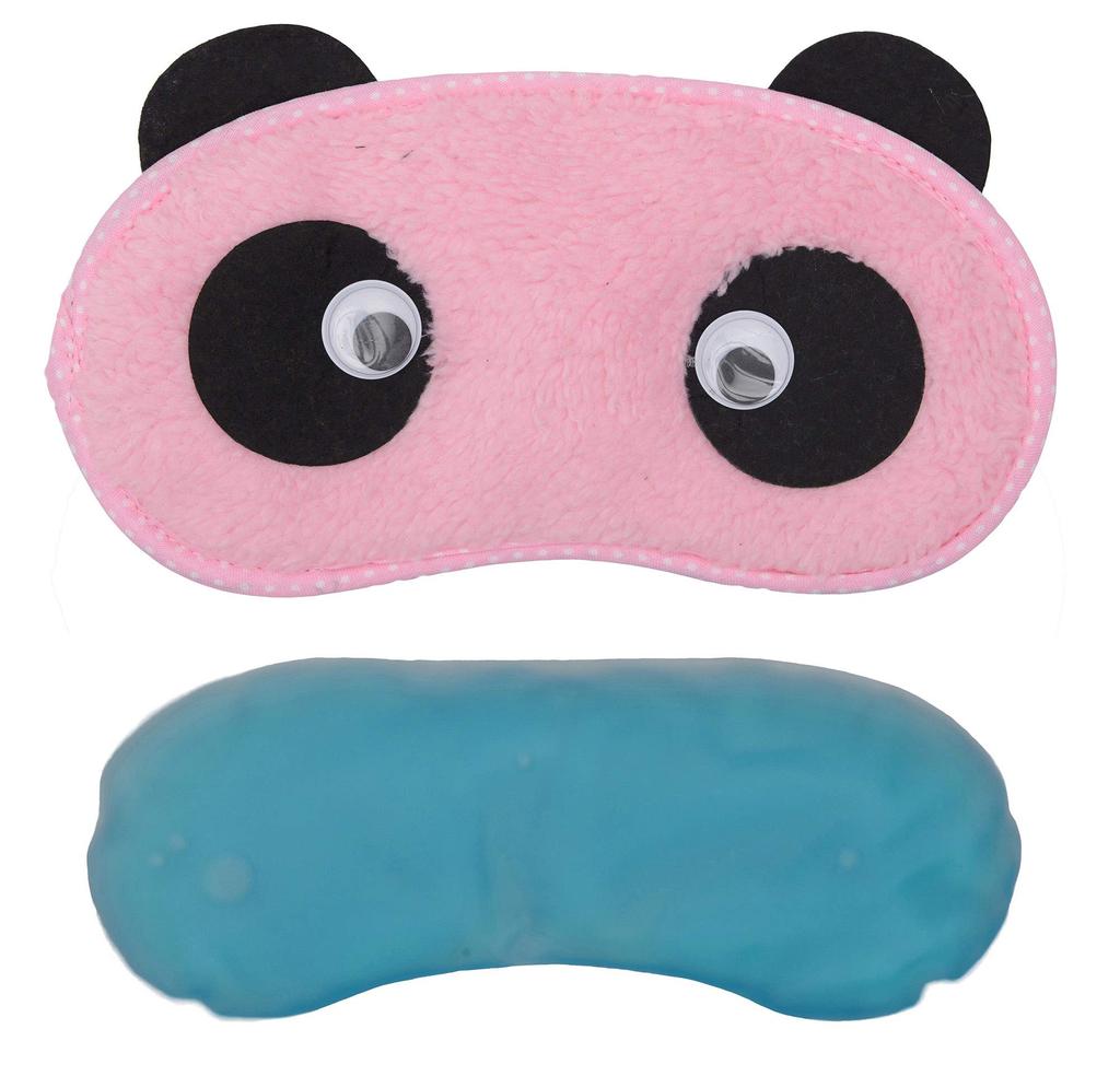 STORE 2508 Fabric Eye Mask With Cooling Gel For Sleeping Men Women For Night Deep Sleep (Panda Eyes Pink)