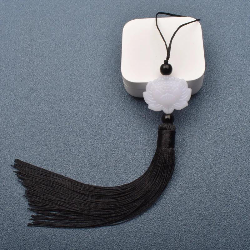 1 Pcs White jade lotus Fringe Trim Bookmark Silk Tassels Pendant DIY Sewing Curtains Accessories Clothes Bag Craft Supplies