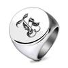 Vintage 22MM Round Stainless Steel Ring 26 Initial Letter Minimalist Unisex Finger Ring