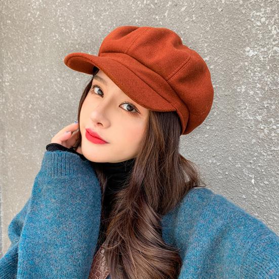 Beret Hats Exquisite Stitching Thick Woolen Casual All Match Decorative Winter Beret Caps for Women