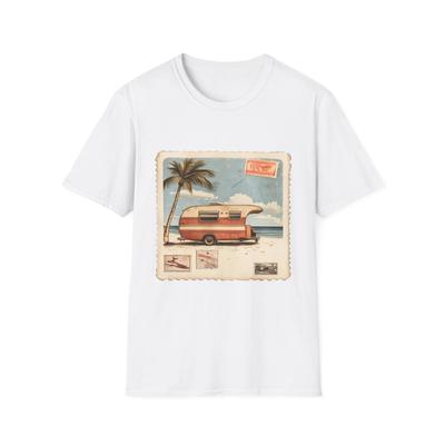 T-Shirt Unisex Camper da Spiaggia Retrò, Estate, Maglietta per le Vacanze, Regalo per Viaggiatori,