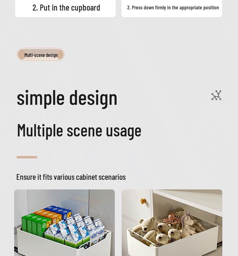 Multi-Functional Kitchen Pull-Out Storage Basket and Organizer Drawer