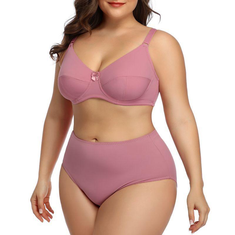 European and American Plus Size Bra Set Ultra-thin Sexy Underwear Comfortable Breathable Large Cup Smooth Bra