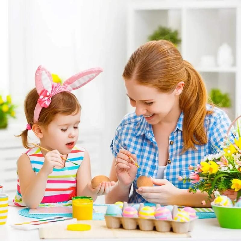 20Pcs Wooden Easter Eggs Set for Painting - DIY Wood Eggs for Easter Decor Party Favors Kids Painting Dyeing Decorating Games