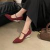 Fashion 2025 Summer Trend Pumps Women High Heels Wedges Elegant Mary Jane Shoes Pointed Toe Heeled Sandals Woman