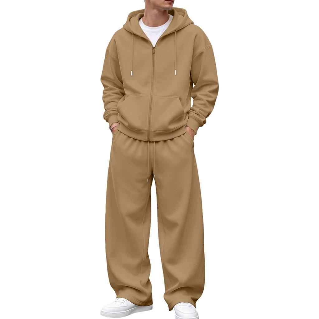 Zip-Up Hoodie and Sweatpants Set for Winter Casual Wear
