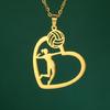 Lightweight Stainless Steel Necklace With Athletic Volleyball Pose And Heart Pendant Neck Chain For Women And Men