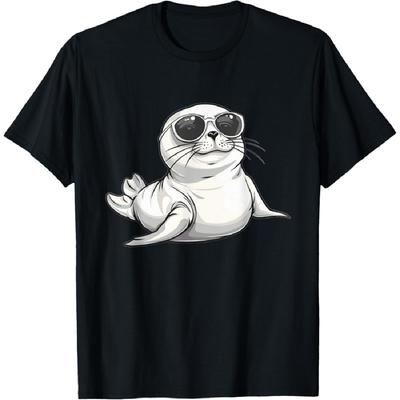 Foca Linda Con Gafas De Sol I Camiseta De Foca Para Niños