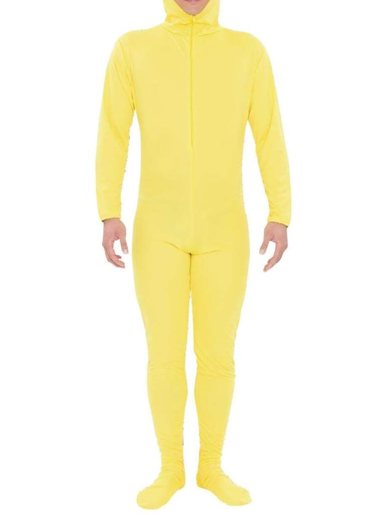 ENALIHI Ganzkörperstrumpfhose mit offenem Kostüm für Halloween Größe Gesicht, Dehnbar, Gesichtsentfernend (Gelb SY09, XL)