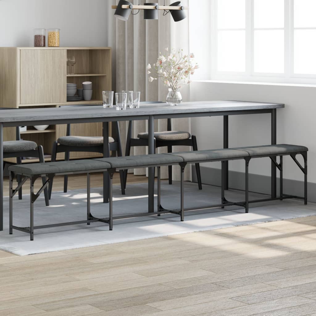Dining Bench Dark Grey 248 x 32 x 45 cm Steel and Fabric