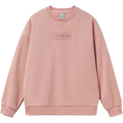 Li Ning Serie Allenamento Colore Unico Oversize Felpa con Cappuccio Manica Lunga Felpa Unisex Nebbia-Rosa-Rosa AWDRB76-3