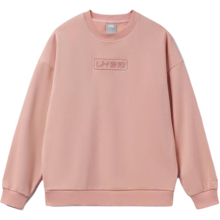 Li Ning Serie Allenamento Colore Unico Oversize Felpa con Cappuccio Manica Lunga Felpa Unisex Nebbia-Rosa-Rosa AWDRB76-3