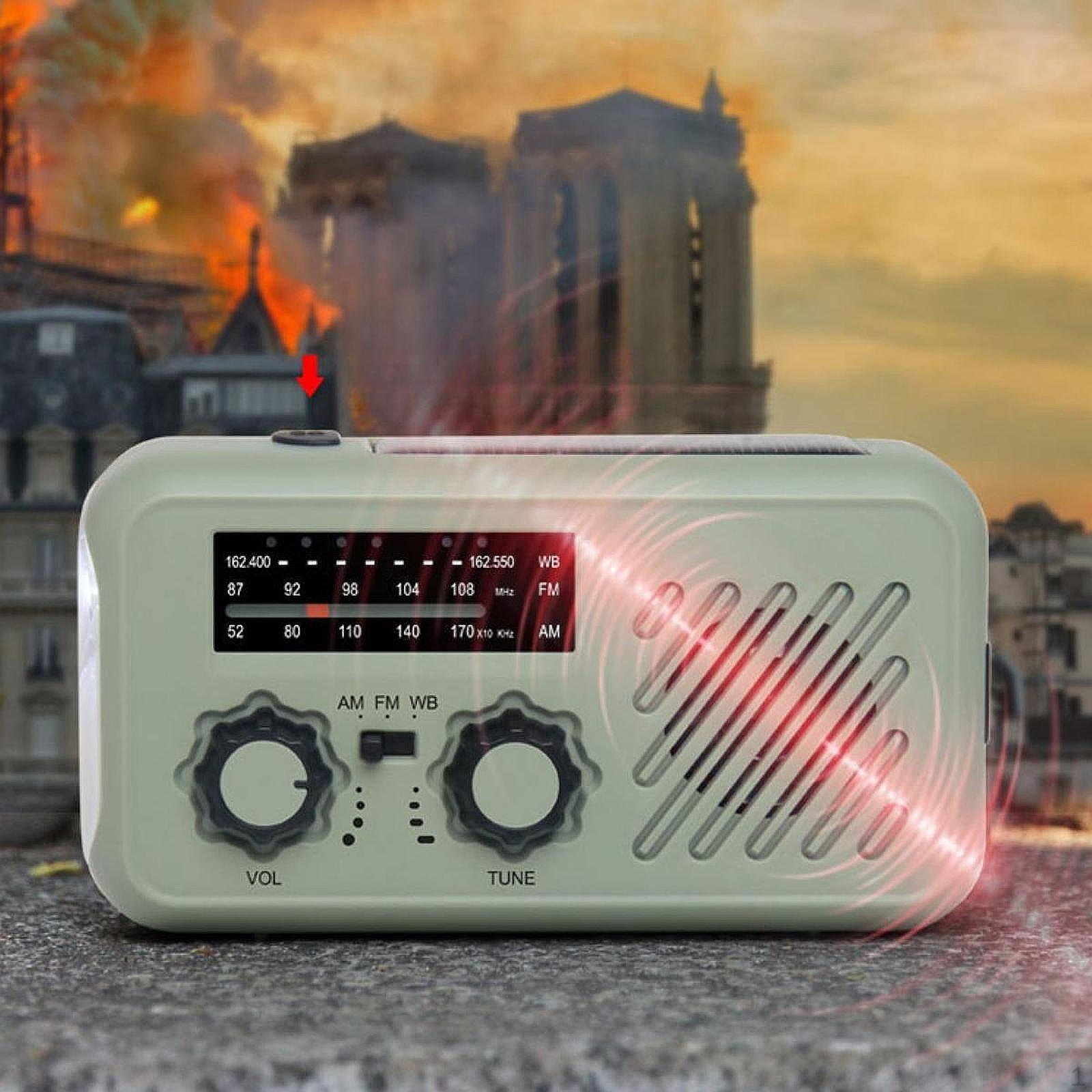 

Emergency Radio with LED Flashlight USB Rechargeable AM/FM/WB Solar Power Weather Portable for