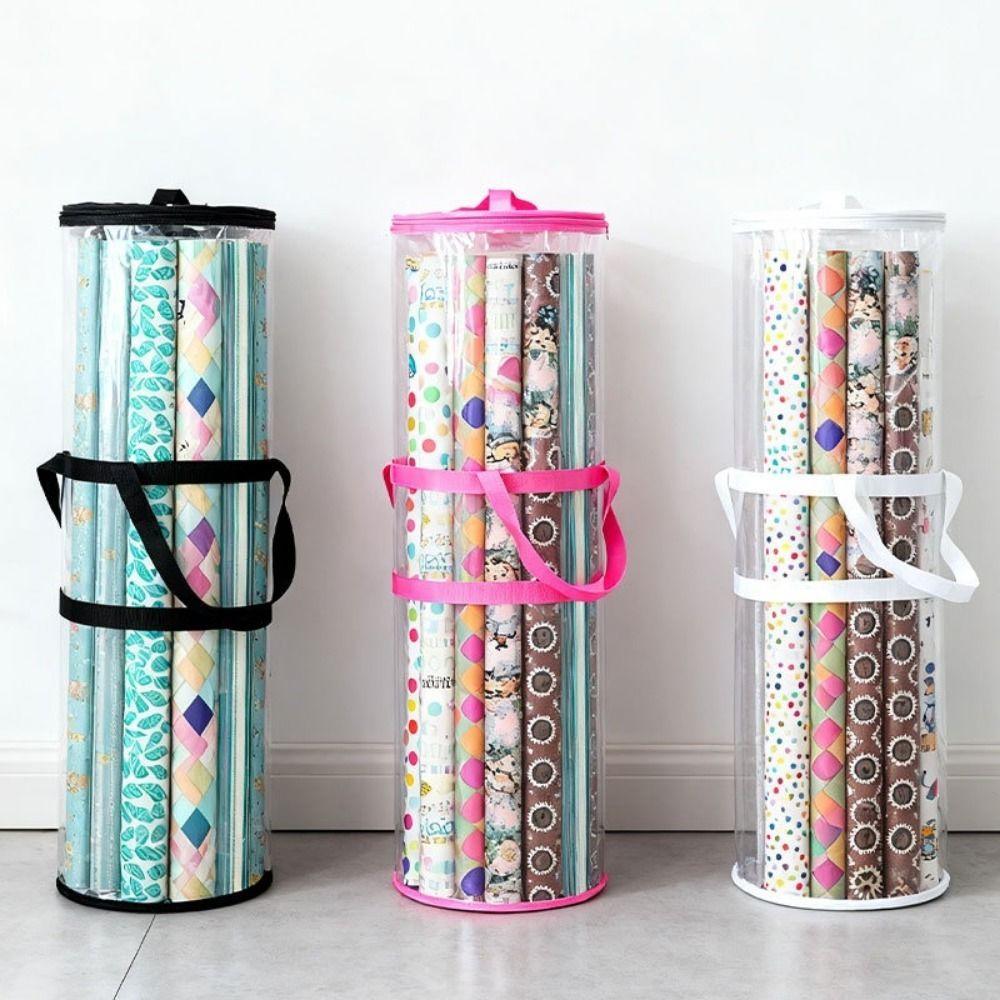 Large Capacity Gift Wrap Storage Bag Cylinder Gift Wrapping Roll Organizer Christmas