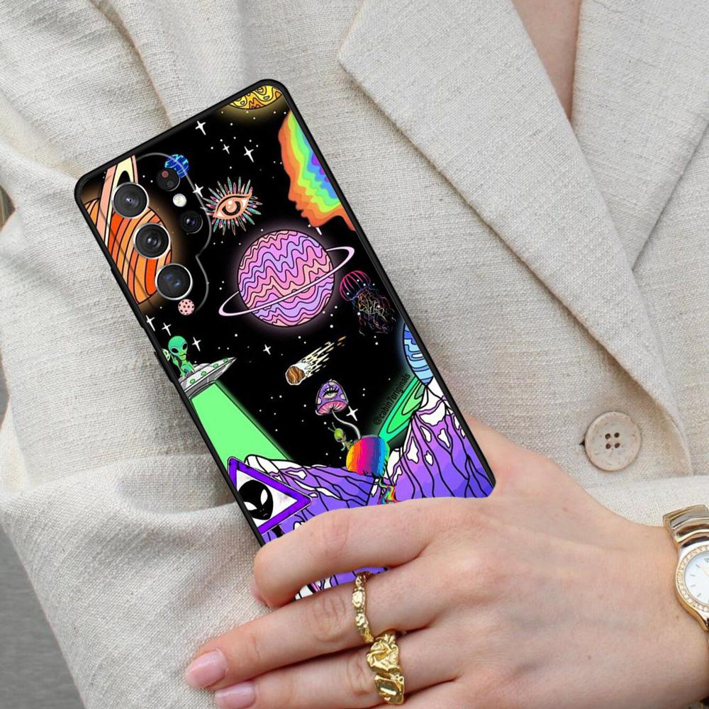 Aesthetics Cartoon Alien Space Funda Cell Phone Case for Samsung Galaxy S26 Ultra S25 S24 S23 S22 S21 S20 Note10 Cover