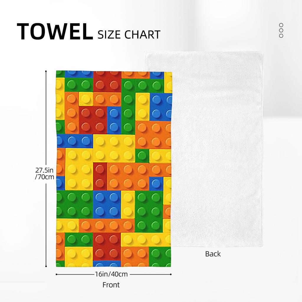 Building Blocks Construction Brick Soft Face Towel Quick Dry Pool Bath Cotton Towels Absorbent