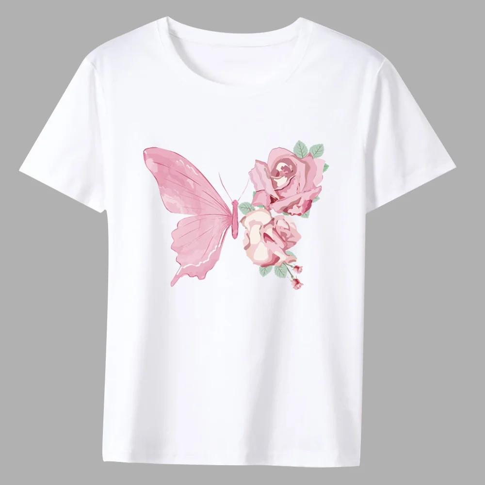 Men's T-shirt Classic Butterfly Print Pattern Series Fashion Casual Simple Round Neck Commuter Wear Comfortable White Men's Top