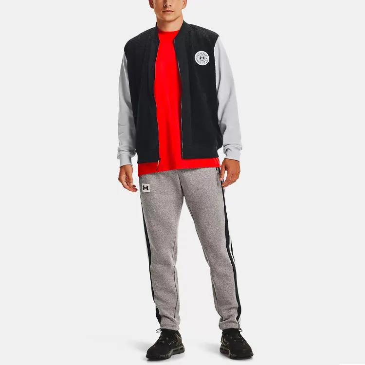 Under Armour Velvet Jackets Men's Black Baseball Collar Thickened Fleece-Lined (Unisex) Velvet Jackets 1366300 001