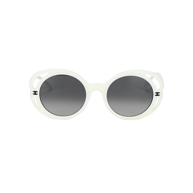 CHANEL Gradient Lenses Acetate Irregular Sunglasses Women's Beige