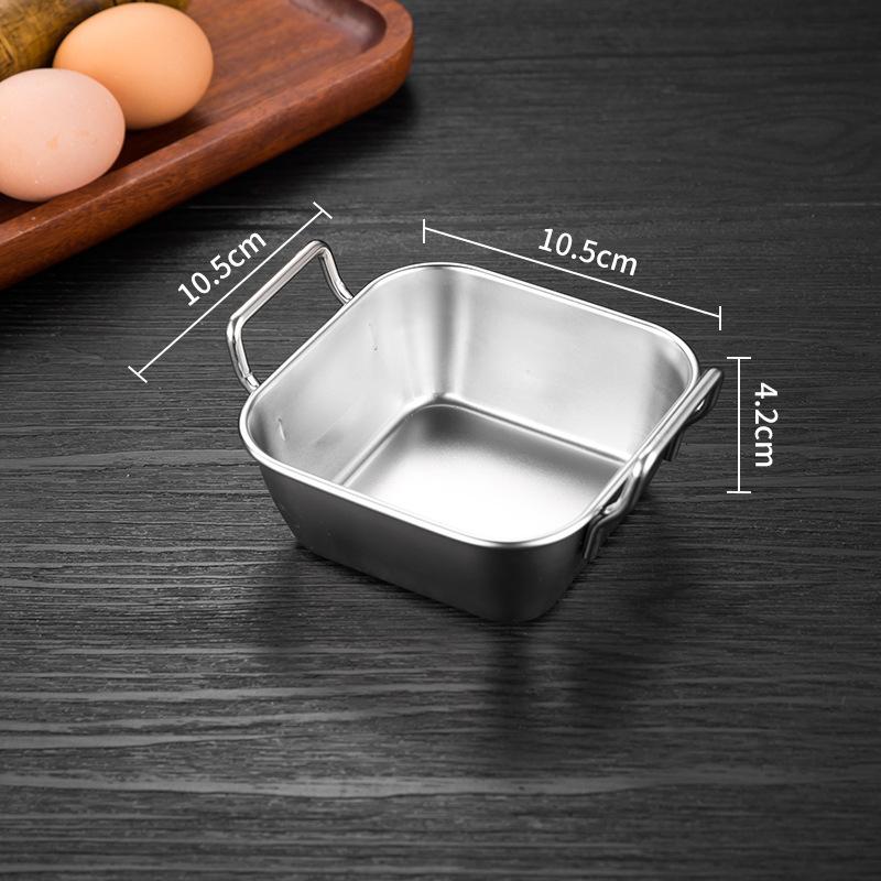 Korean Style Stainless Steel Square Plate for Fried Chicken, Snacks, French Fries, Cold Dishes, and Candy - with Ears