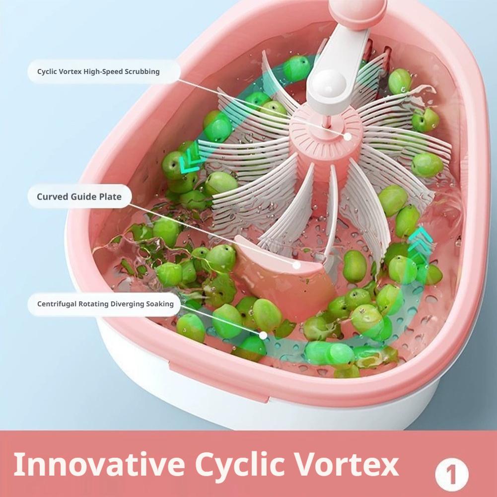 Fruit Cleaner Spinner Large Vegetable Scrubber Manual Salad Drainer Colander Basket Fruit Cleaner Spinner Fruit Scrubber