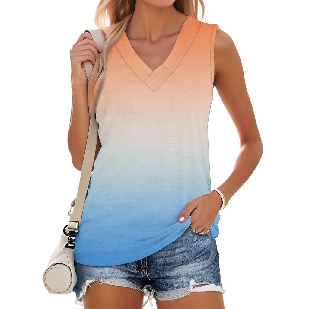 Women's Fashionable Casual Everyday Versatile Gradient Print Slim-Fit Summer Tank Top