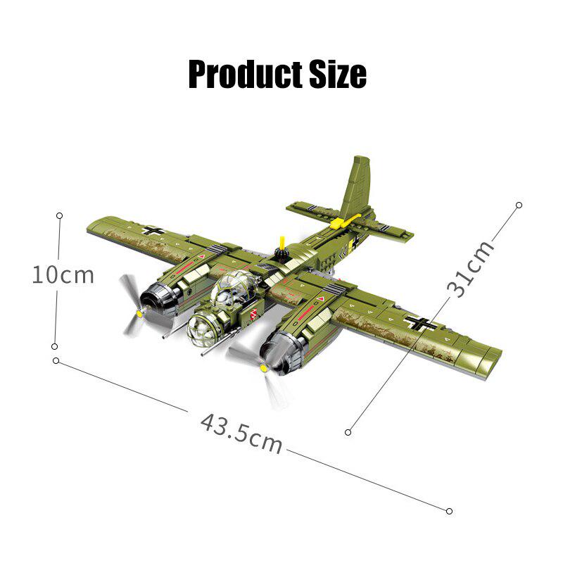 559PCS Military Ju -88 Bombing Plane Building Block Ww2 Helicopter Army Weapon Soldier Model Toys NO BOX