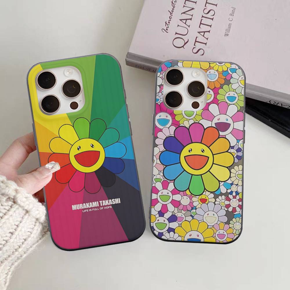 Art Japanese M-Murakami Artisti T-Takash For IPhone 17 16 15 13 14 Pro Max Plus Pro Corrugated Translucent Back Phone Cover