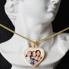 Amaxer Personalisierte Herzfarbe Foto Halskette Benutzerdefinierte Bild Text Gravur Runde Form Edelstahl Anhänger Schmuck Geschenk