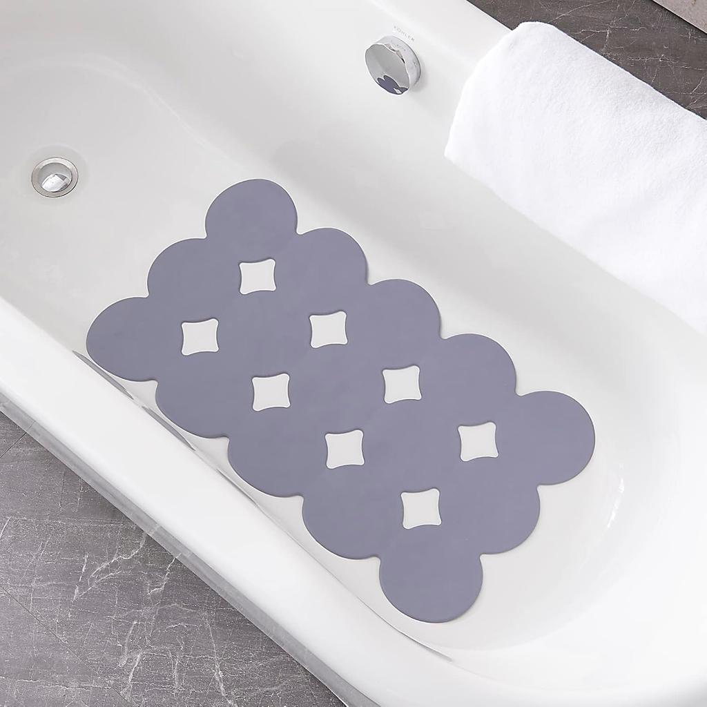 Patented Non Slip Bathtub Mat Shower Mat Bath Mat Tub Mats with Strong Suction Cups Soft Natural Rubber Bath Mat for Inside The tub (Circle-Grey,