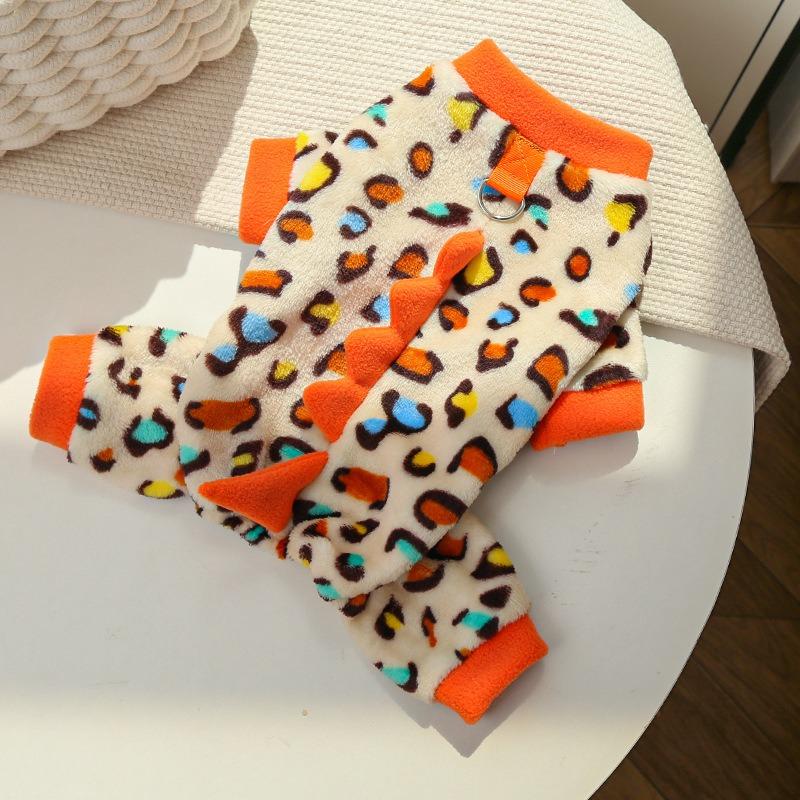 New Style of Little Dinosaur Transformed Into A Puppy Dog Clothes, Flannel Warm Teddy Bichon Frise Cat Pet Clothes for Autumn and Winter
