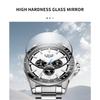 Men Quartz Wrist Watch Luminous Scale Waterproof Steel Strap Chronograph Watch with Calendar 24H Display