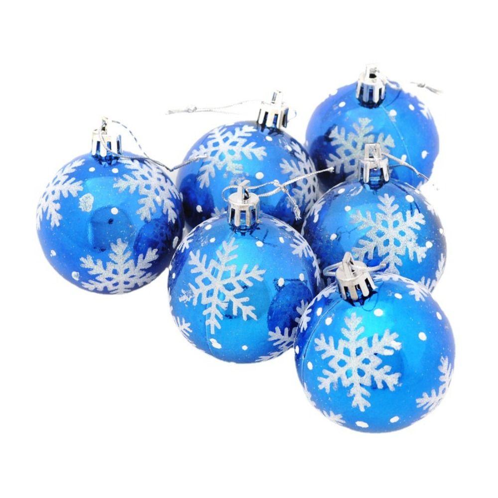 

6pcs 6cm Christmas Tree Pendant Bright Hanging Ornament Crafts Snowflakes Christmas Ball Holiday