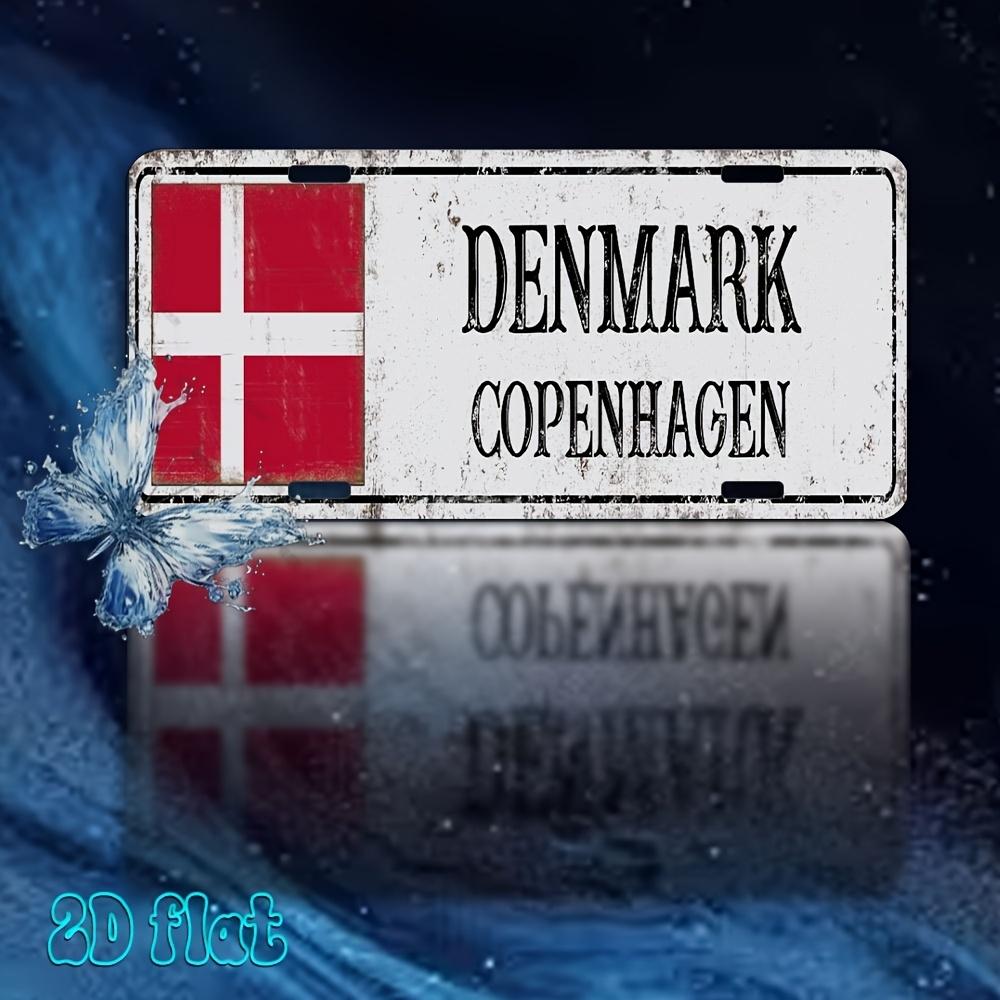 

D Flat Vintage Danish Flag Metal Wall Decor Copenhagen Denmark Plaque with Danish Text HeavyDuty Aluminum D Flat Sign 15x30cm(5.9x7.8inch)