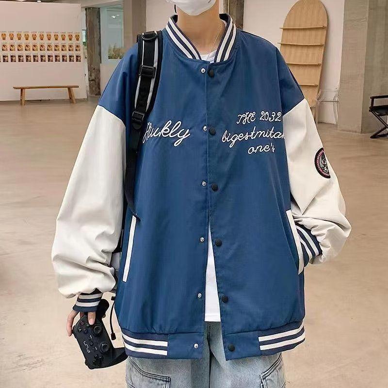 

Men s Trendy Loose Fit Baseball Jacket - Spring/Autumn 2025 Collection, Long Sleeve Casual Coat, ZD Brand. XL