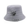 Bucket Hat Women Men Unisex Folding Fisherman Hat Black Metal Ring Flat Top Hip Hop Hats For Women Summer Solid Color Gorro New