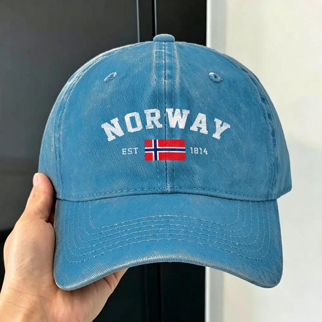 Norway Est Norwegian Flag Independence Day Sun Baseball Cap Unisex Unisex Washed Trucker Hat Breathable Tennis Skate Baseball Caps