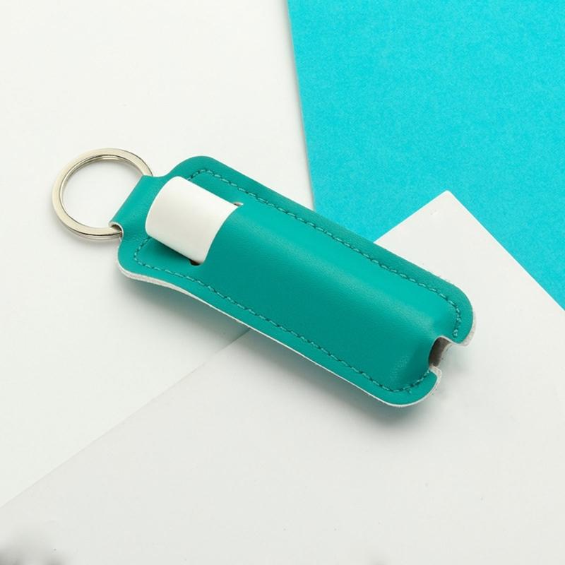 Lipstick Lip Gloss Bag Keychain Holder PU Leather Chapstick Pouch Keyring Portable Lip Balm Packaging Cover Key Chain