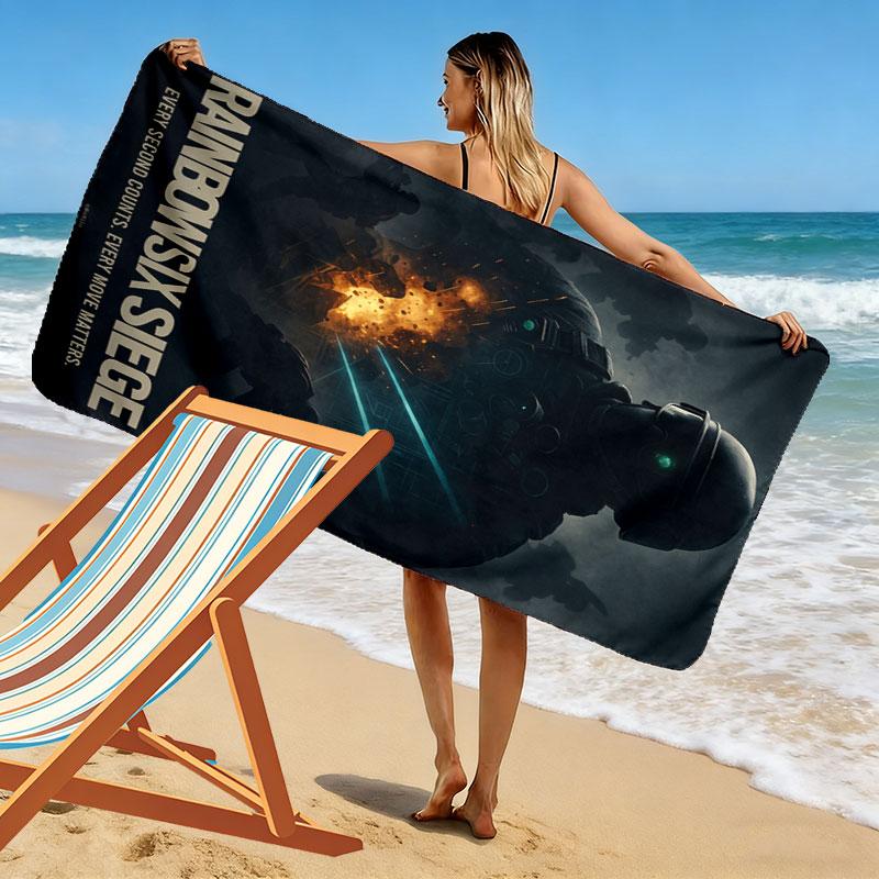 R6S Print Beach Towel, Large Soft Quick Dry Towel for Beach Camping Swimming