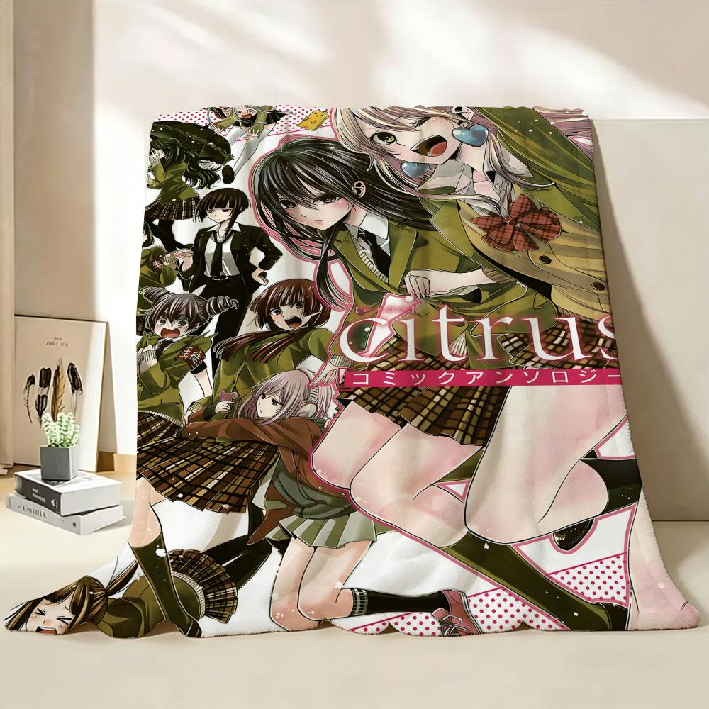 Anime H Hot C Citrus Throw Flannel Throw Blanket Suitable for Sofa Living Room Bedroom