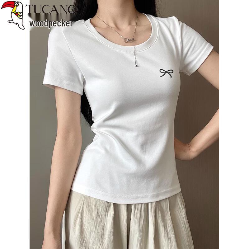 

Woodpecker Women s Embroidered Butterfly Slim Fit Round Neck T-Shirt M